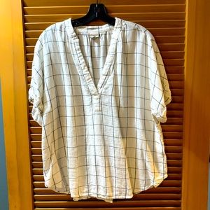 Women’s Plaid Short Sleeve Top - a new day - Black/White XXL